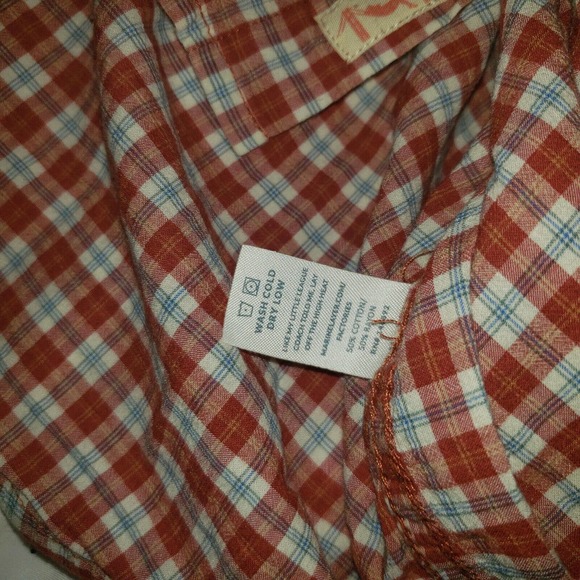 Marine Layer Women Long Sleeve Button Front Flannel Shirt Large red white Plaid - Picture 6 of 11